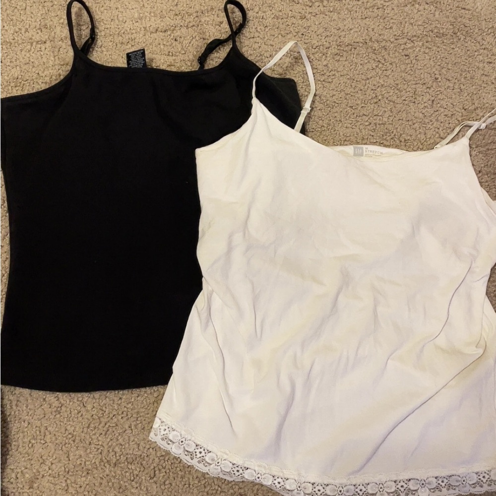 Women's Black and White Spaghetti Strap Tops